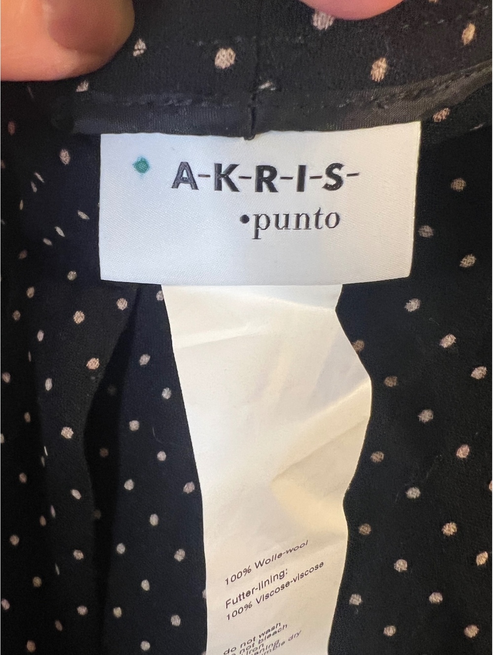 Akris Punto Black Polka Dot Wool Dress Pants 14 Tapered Elastic Ankle Pockets - Picture 2 of 9